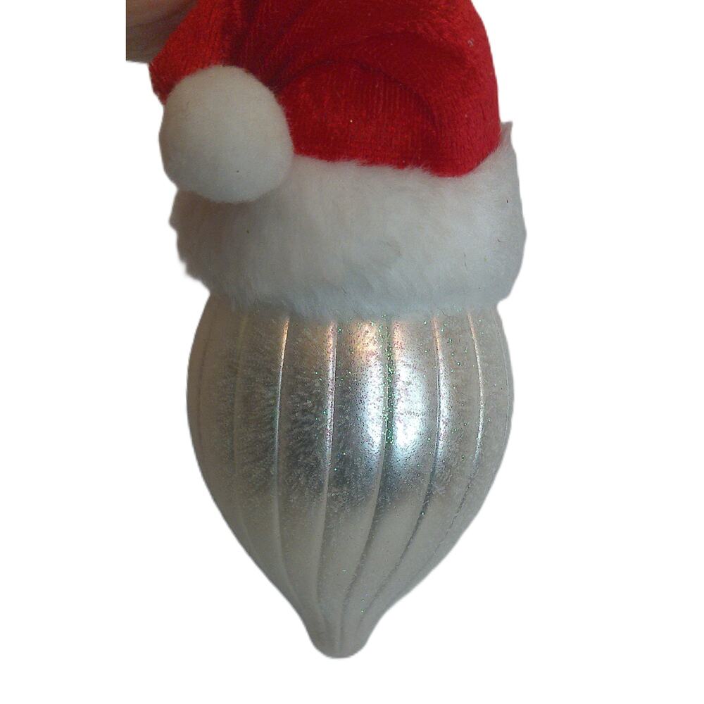 Vintage Glass Santa Claus Head Christmas Ornament with Red Hat & Glitter Beard - Picture 2 of 5